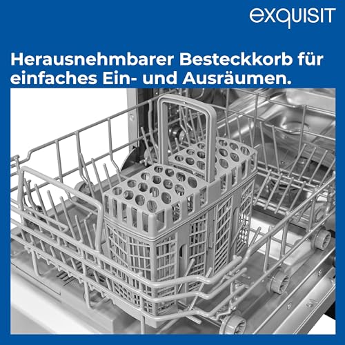 Exquisit START Einbaugeschirrspüler 45 cm, Teilintegriert, 9 Maßgedecke, 9 Liter, Startzeitvorwahl, ECO-Modus, EGSP51009-EB-030E inox