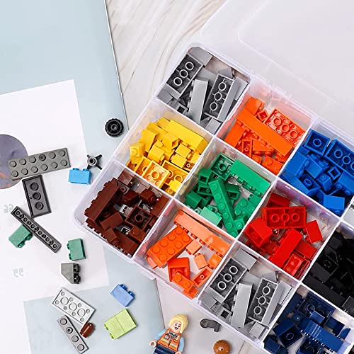 Image of 2Pack 12 Grids Craft Organizers and Storage Bead Organizer Tackle Box Organizer with Adjustable Divider, Plastic, Clear