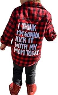 Toddler Baby Boys Girls Flannel Plaid Shirt Long Sleeve Lepel Button Down Back Letters Print Shacket Coat Top