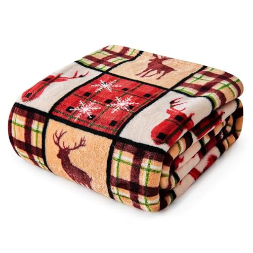 Couverture de Noël plaid buffalo en flanelle 130x150cm motif cerf - 5
