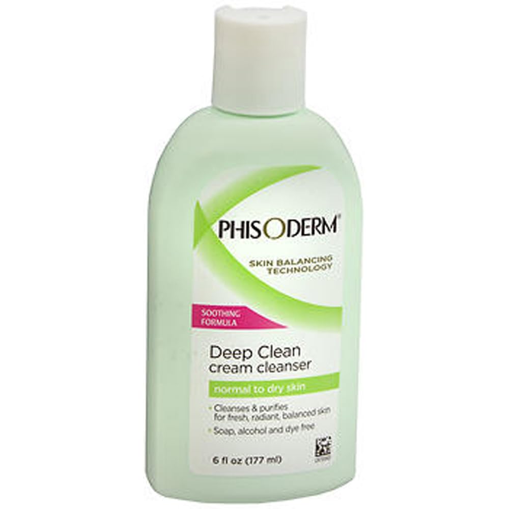 Phisoderm Deep clean cream cleanser for Normal to Dry Skin, 6 fl oz (177 ml) - Pack of 2