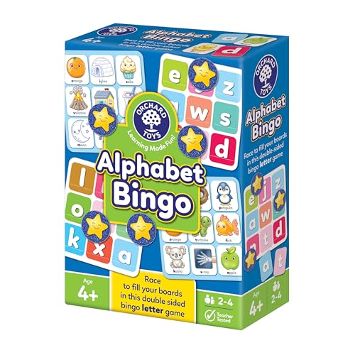 Orchard Toys Alphabet Bingo Educational Early Learning Game for Letter Recognition and Phonics 4 Ways to Play Ages 4+