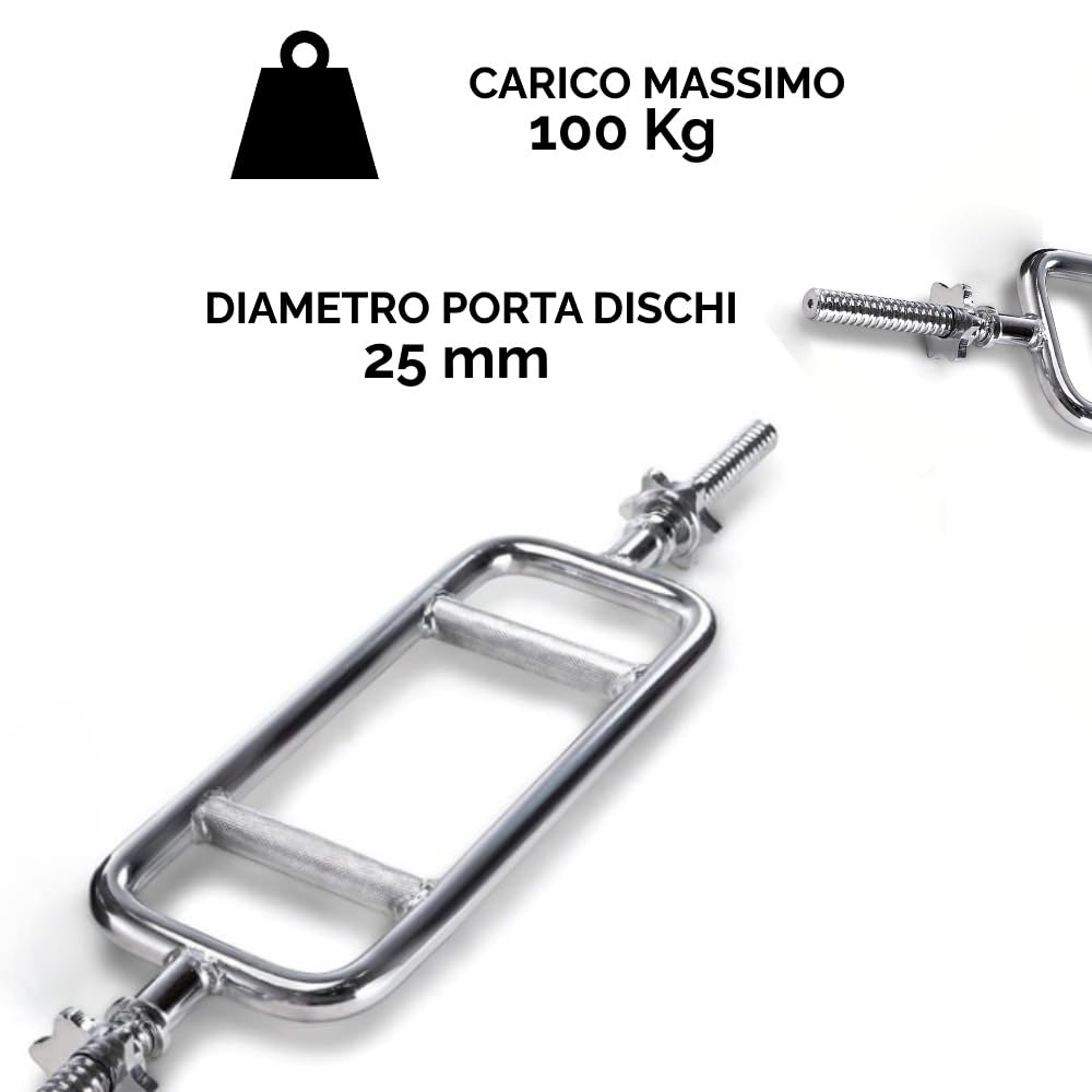 Tringle pour tricyptes 86 cm écarteur court guidon tricp curl bar 25 mm entraîneur tricypti avec fermeture, Gris acier.