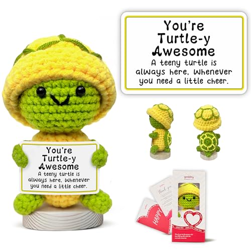 Gossby Positive Turtle Crochet - Inspirational Gift for Women - You're Turtle-Y Awesome - Christmas, Birthday, Appreciation Thank You Gift for Coworker, Sister, Friend, Teacher