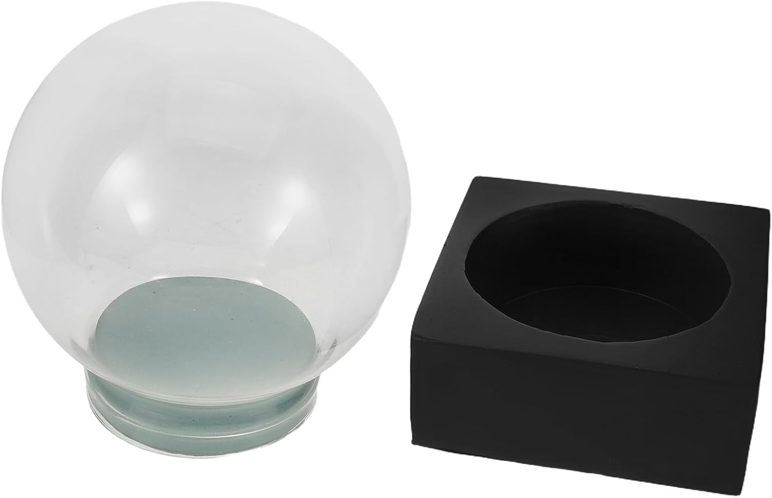 DIY Clear Glass Snow Globe Kit with Reinforced Transparent Dome and Sturdy Resin Base Fillable Water Globe for Christmas Crafts Candy Jars Winter Decorations and Family Crafting