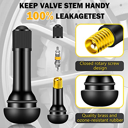 Image of Tire Valve Stems Rubber Black Rubber Snap-in Valves,Tubeless Valve Stems Suit for 0.453 inch Rim Holes on Standard Vehicle Tires (150pcs(TR412-150pcs))