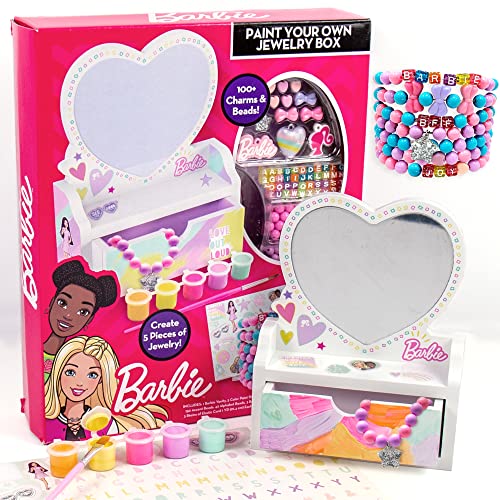 Boîte à bijoux Barbie à peindre loisir créatif enfant avec kit fabrication bijoux