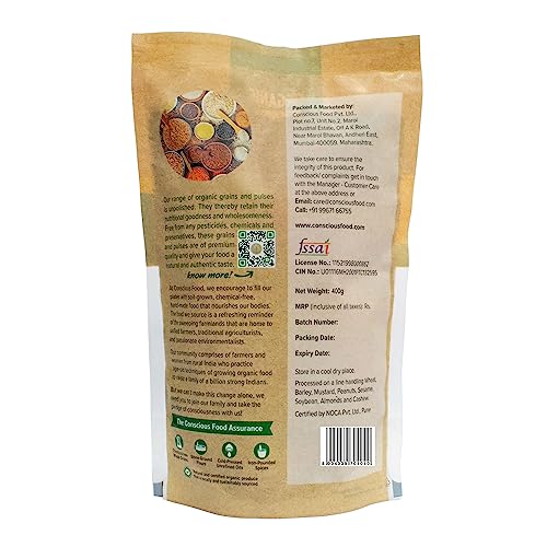 Image of Conscious Food Flax Seeds | 400g | Rich in Omega-3 fatty acids & High Fiber | Value Pack | Alsi Seed