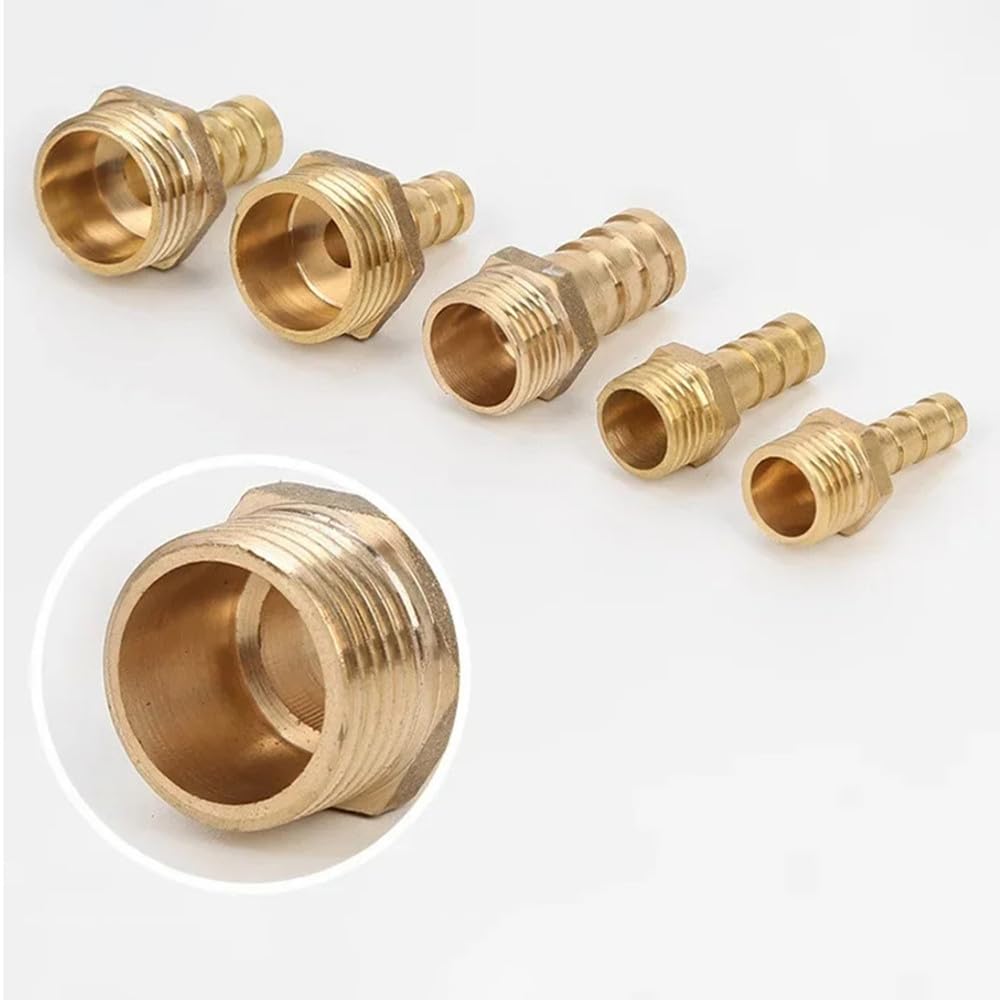 5 piezas de conexión de tubería de latón de 6/8/10/12/14/16 mm con cola de espiga para manguera de 1/8", 1/4" y 3/8" con conector macho BSP de cobre.