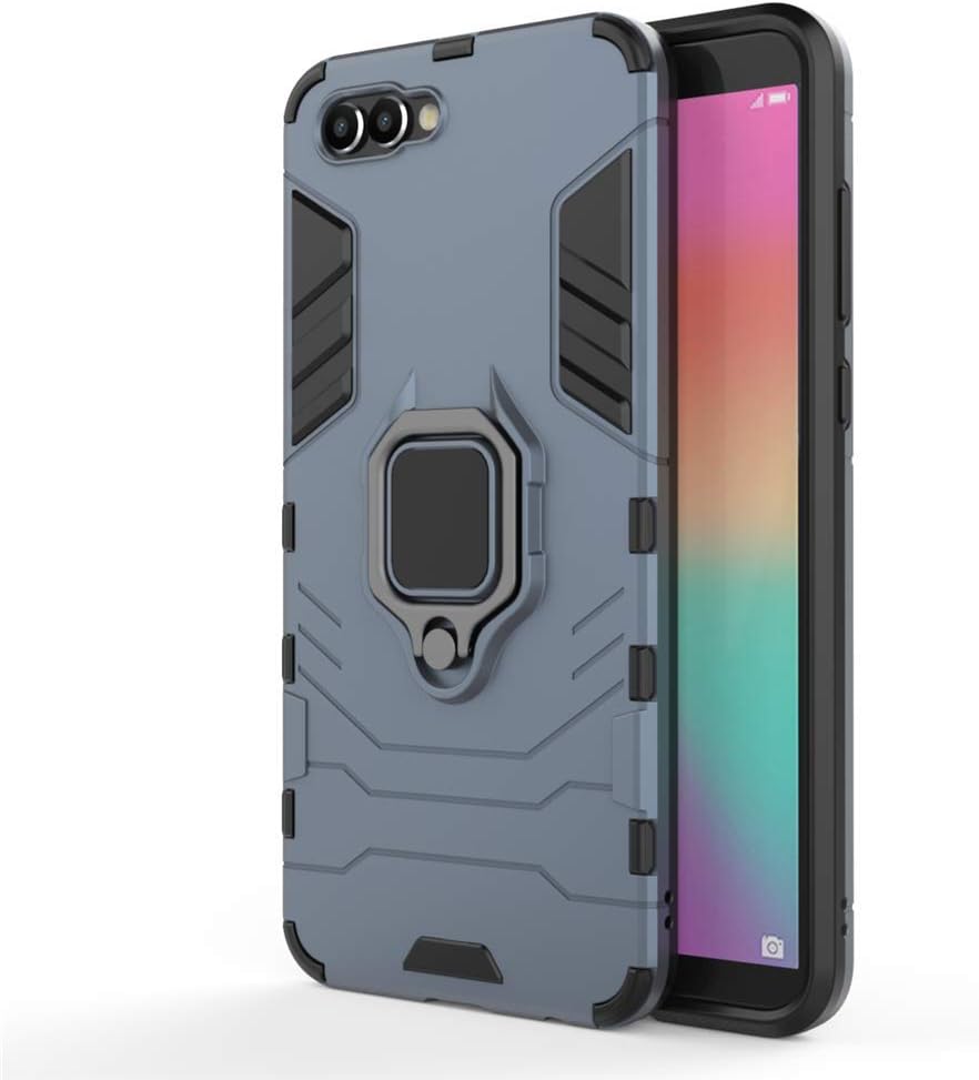 Honor View 10 Funda, MHHQ 2in1 Armadura Combinación A Prueba de Choques Heavy Duty Escudo Cáscara Dura PC + TPU con Soporte Magnetic Car Mount Case Cover para Huawei Honor View 10 -Black Plus Gray