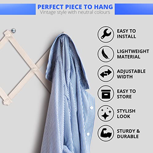 Stylo Ash White Wall Hangers X Shaped 37 X 16 Inches With 14 Wooden Pegs (2 Inches Long) - Hat Rack For Wall, Purse Hanger Accordian Wall Hanger Wood For Hats, Caps, Mugs, Bags, Coat Hangers For Wall #TOP1