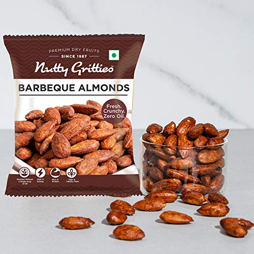 Image of Nutty Gritties Barbeque Almonds, Healthy Snack for kids and adults, Dry Roasted, Non Fried, Zero Oil, (Pack of 20-21g Each), 420g