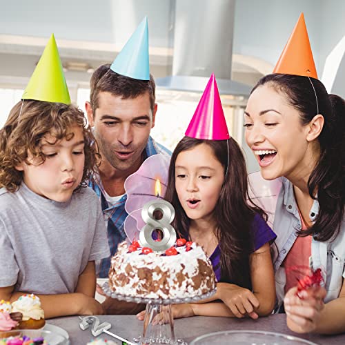 Iblessu 10Pcs Birthday Candles For Cake - Numeral Candles 0-9 Cake Topper Decoration For Birthday Wedding Party Cake Champagne Gold Birthday Decorations Wedding Anniversary, Party Celebration (Silver) #TOP3