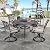 5 Piece Aluminum Outdoor Dining Set for 4, 4 Cushioned Swivel Rocker Chairs and 48 inch Round Alum Casting Table with Umbrella Hole, All-Weather Patio Furniture Set for Backyard Patio Lawn Garden