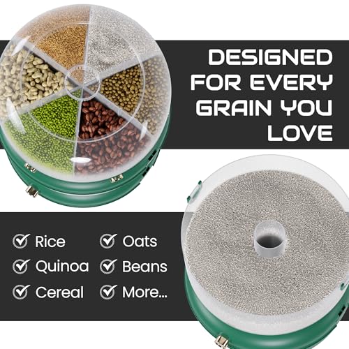 Rice & Multi-Grain Dispenser – Airtight 3-in-1 Rotating Food Storage with Strainer, Holds Up to 22 lbs (12 lb Bulk + 6 Compartments) - Image 5