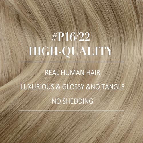 Image of YoungSee Nano Tip Hair Extensions Real Human Hair Ash Blonde Highlights Golden Blonde Nano Bead Human Hair Extensions Highlight Hair Extension Nanolink 18in for Wedding 50g 50 Strands