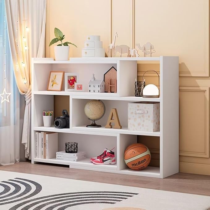 ?????? Wooden Extendable Bookcase, 4-Tier Bookshelf with Adjustable Width, MDF Bookcase for Corner or Small Space, Storage Organizer for Living Room, Bedroom or Home Office, Oak