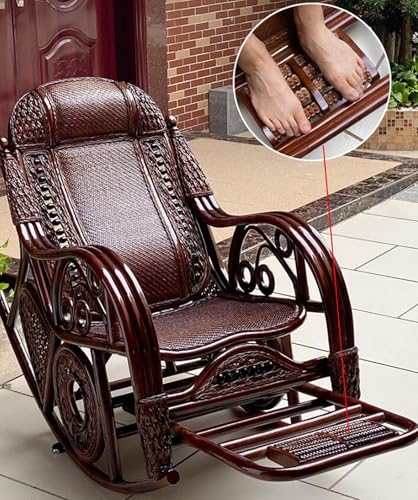 Mecedora de ratán para balcón, ocio en casa y uso al aire libre, silla deslizante de estilo chino para relajación