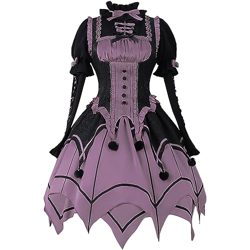 Vampiro fantasma Cosplay disfraz de Halloween princesa oscura Punk vestido gótico reina vestido fiesta Lolita vestido(Color:Black,Size:Medium)