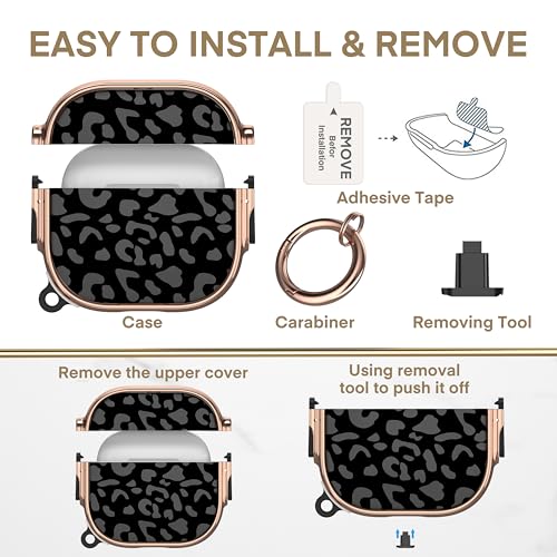 Image of Maxjoy for AirPods 4 Case with Lock, Cute AirPods 4 Case Lock Protective Hard AirPod 4 Generation Cover for Women Men with Keychain Clip for AirPod 4th Generation Cover 2024, Grey Leopard