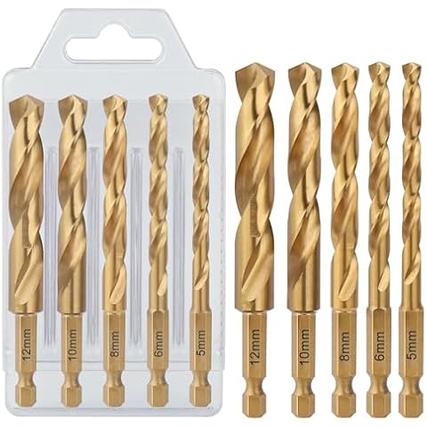Vearter 5PCS Titanium Coated Drill Bit Set Cover