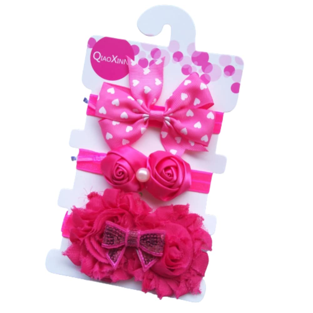 SYGA 3 Pcs Baby Girl Headband Strechable Bow Crown Flower Soft Hairband Suitable For 0-3 Years (Color 16)-image-35