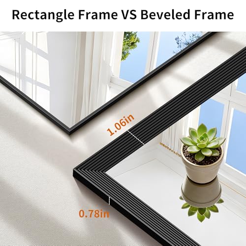 Image of 30x30 Inch Black Bathroom Mirror for Wall, Thick Metal Framed Rectangle Mirrors for Over Sink,Decorative Wall Mirror for Bedroom Bathroom Living Room,Anti-Rust, HD Tempered Glass