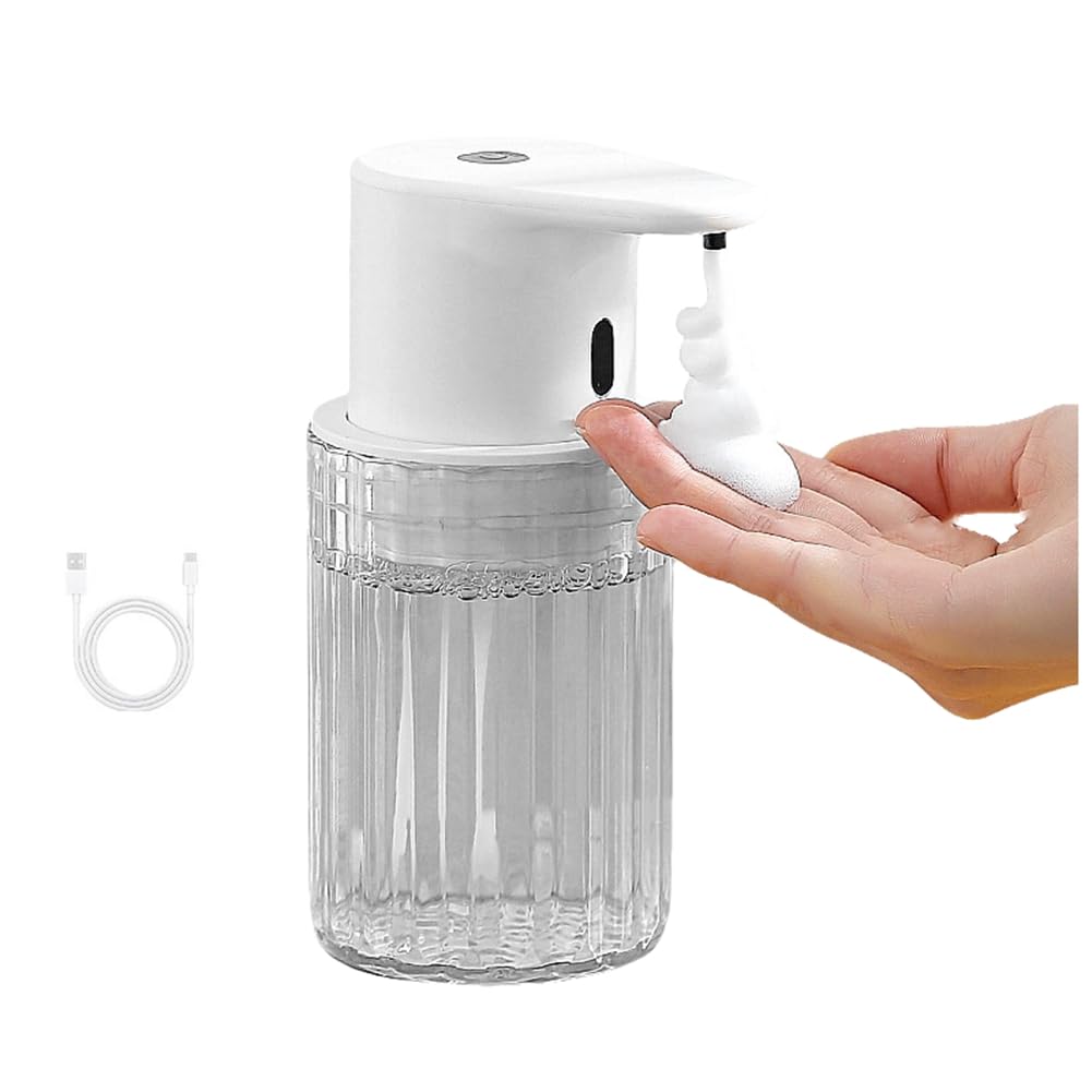 Hndhbfgrt Touchless Hand Foaming Soap Dispenser 300ml Automatic Rechargeable for Bathroom Kitchen A