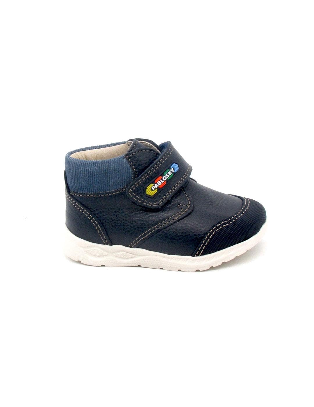 Pablosky Stivaletti da bambino blu in pelle con chiusura aderente