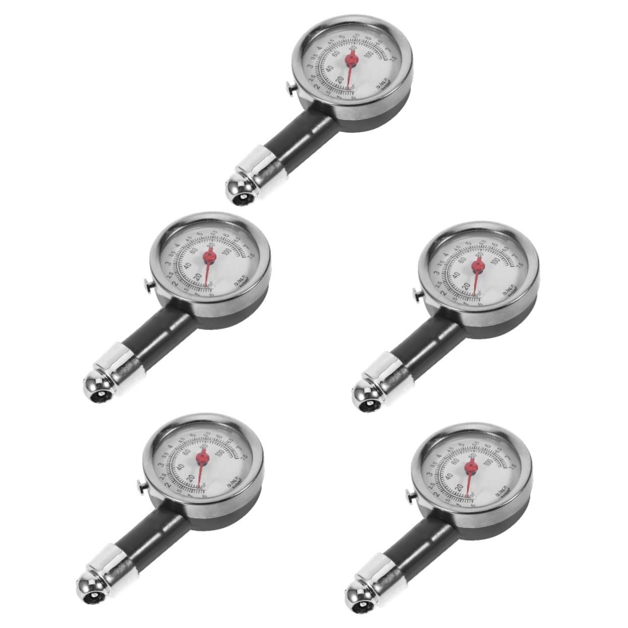 Cabilock 5 Pièces moniteur de pression des pneus jauge portable Vérification de la pression des pneus vérifier Gage de pression des manomètres pour de voiture Plastique Noir