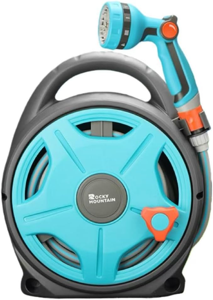 Multi-Functional High-Pressure Water Gun with Hose Storage Reel, Garden Watering and Car Washing Set (20 meter water pipe (gray basket color))