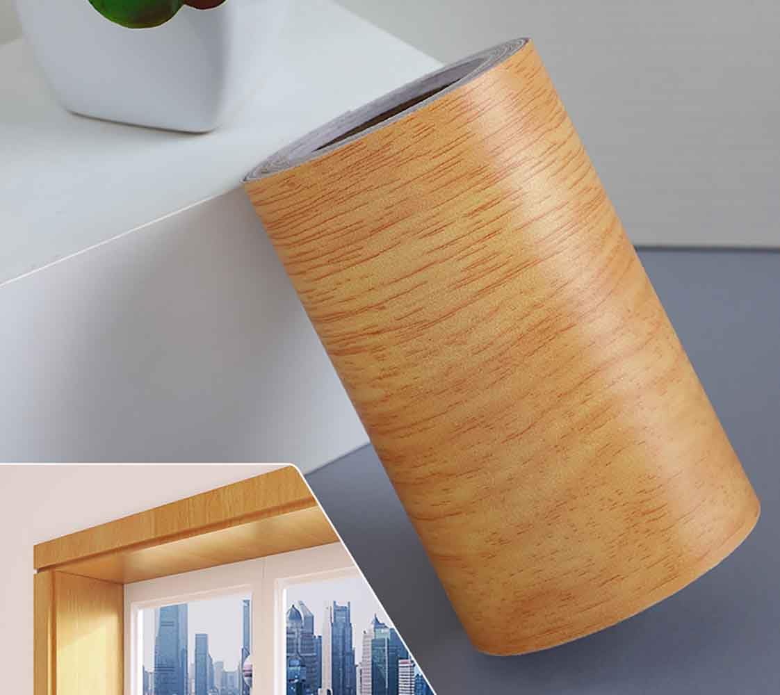 Wood Grain Repair Tape, Self-Adhesive Simulated Wood Patch for Tables, Doors, Windows, Floors (Orange, 7.8X200 Inch)