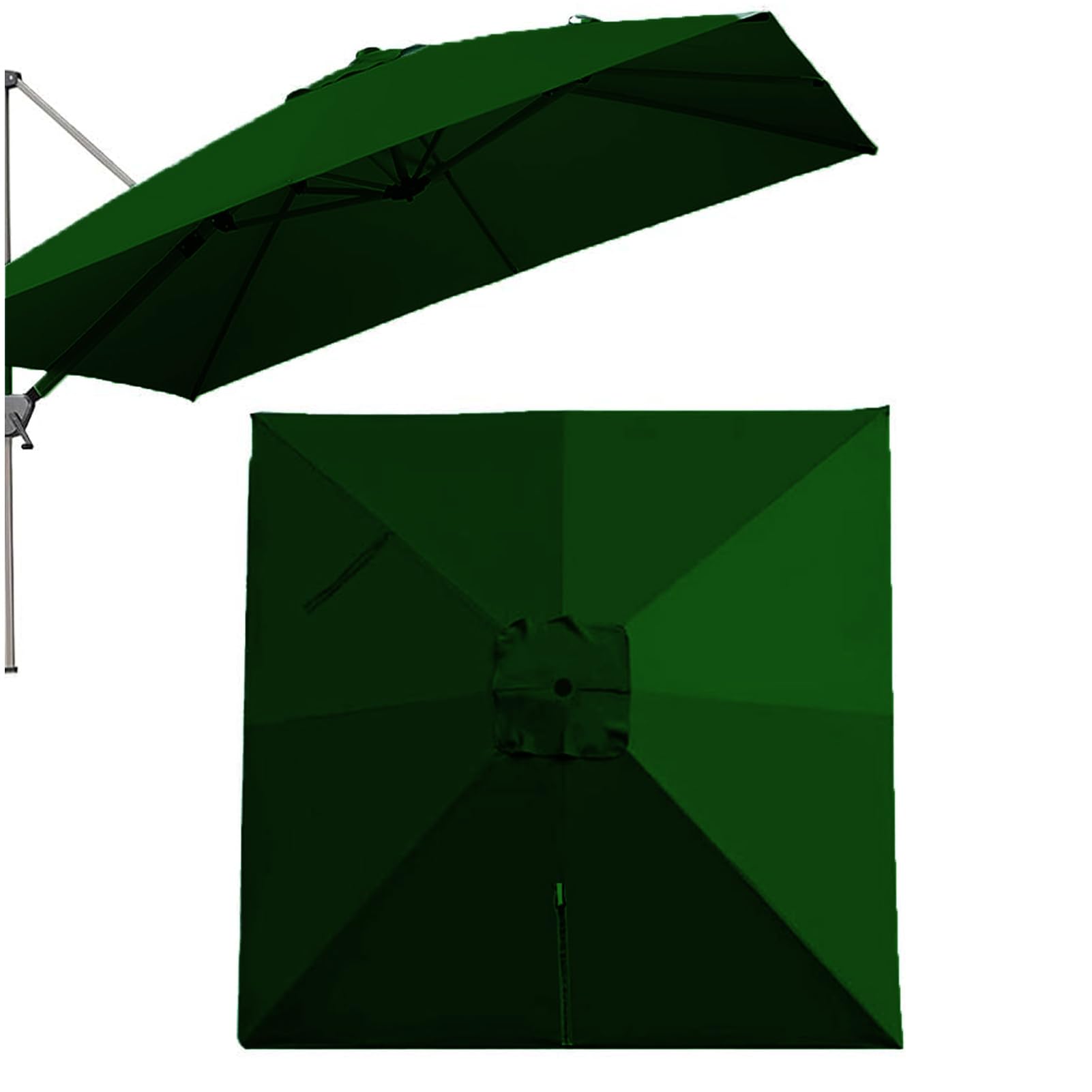Toile supérieure de parasol décalé 3x3m en tissu vert foncé ultra-durable