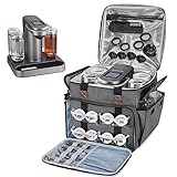 CURMIO Carrying Case Compatible with Bartesian Cocktail Machine, Insulated Cocktail Maker Machine Travel Bag with Pockets for Cocktail Capsules, Menu and Other Accessories, Grey (Patent Design)