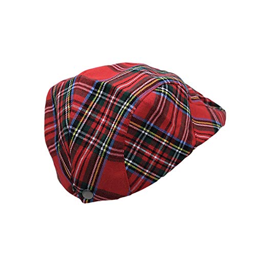Withmoons Newsboy Flat Cap Tartan Check Plaid Outdoors Beret Hat Yz30078 (Red) #TOP3