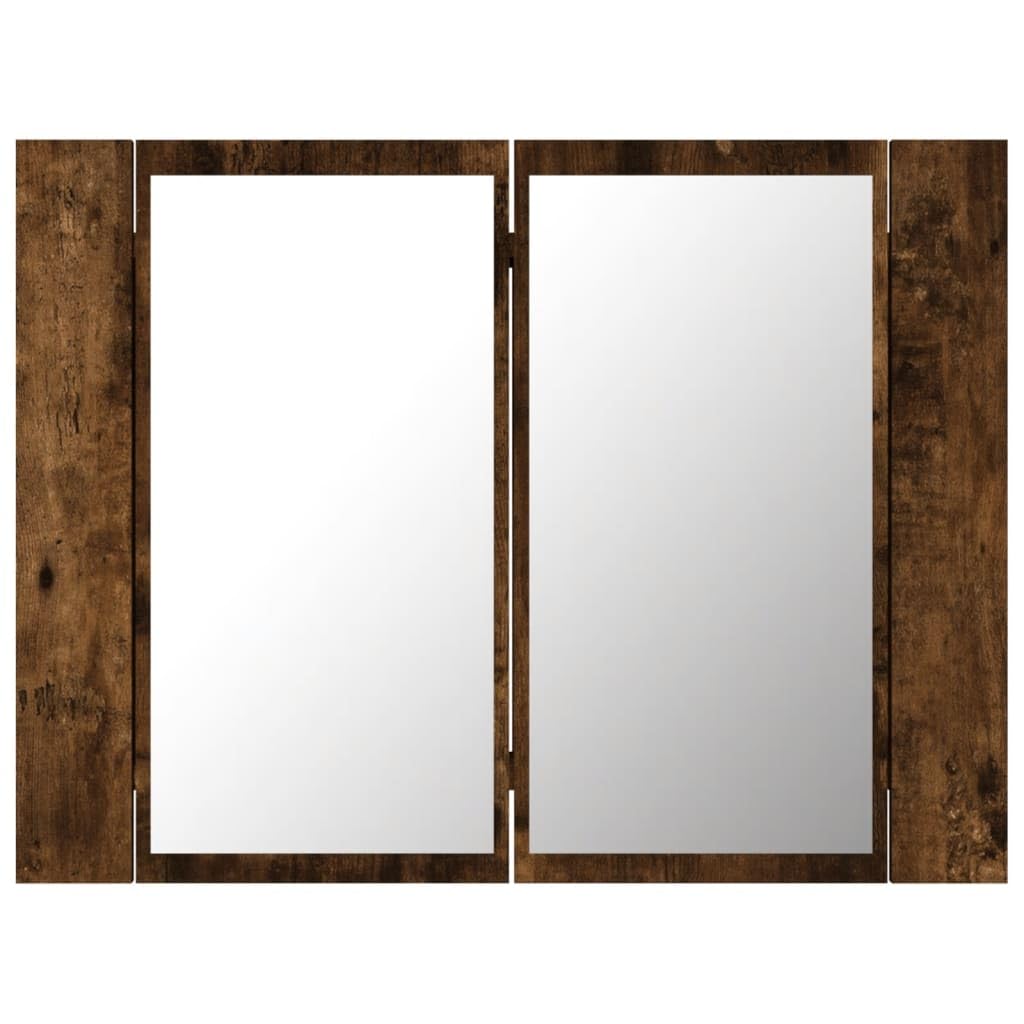 vidaXL Mobile a Specchio LED Rovere Fumo 60x12x45 cm Legno Multistrato, Mobile da Bagno a Specchio, Mobile con LED, armadietto a Muro con LED