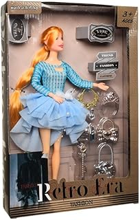 عروسة دريم جيرل بملابس عصرية بنمط ريترو ستايل، أزرق