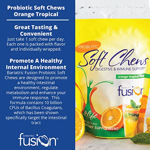 Bariatric Fusion Probiotic Soft Chews With 10 Billion Live Organisms | Orange Tropical | Support Digestive & Immune Health | Chewy Bariatric Vitamin | 60 Count #TOP2