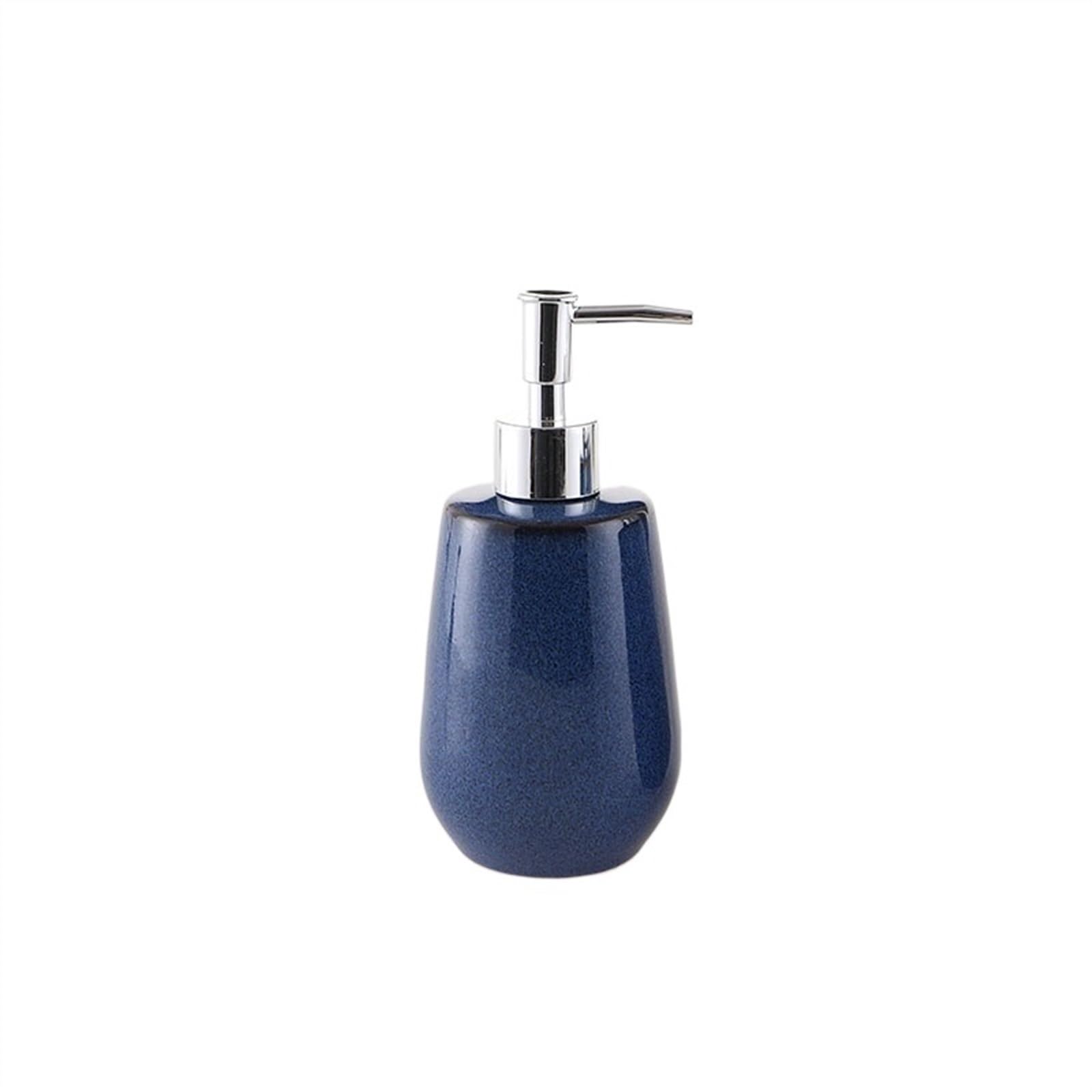 Kitchen Soap Dispenser Blue Soap Dispenser for Lotion Dishwashing Soap Shampoo Ceramic Soap Pump for Kitchen Bathroom Dispenser Bottle (380ml/12.85oz) Handsoaps Dispenser