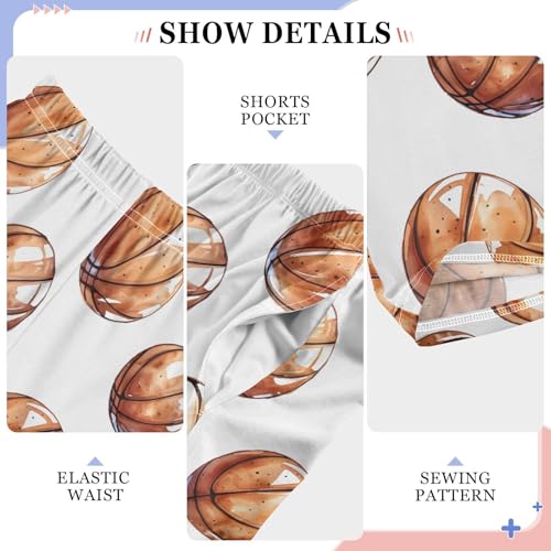 ALAZA Watercolor Brown Basketball Ball Pajama Pants Long Sleep Pant Pajama Bottoms Elastic Waist with Pockets4