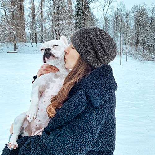 Womens Satin Lined Winter Cable Knit Beanie For Men Silk Lining Thick Chunky Cap Soft Slouchy Warm Hat (Mix Black) #TOP5