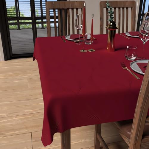 Soleil d'ocre Mantel Luxury Cuadrado Antimancha, Cuadrado, Rojo, 180 x 180 cm