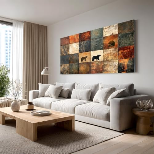 Tableau ours polaire rustique 50x100 cm pour habiller un grand mur vide sans l'alourdir
