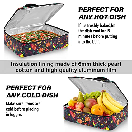 Cat Skull Insulated Casserole Carrier Food Carriers With Dish Storage Leakproof Thermal Lunch Tote For Hot Cold Food #TOP3