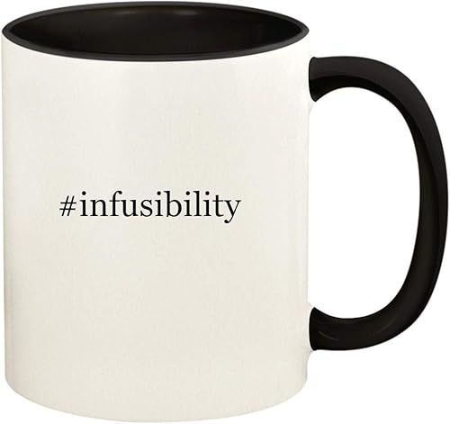 #infusibility - 11oz Hashtag Ceramic Colored Handle and Inside Coffee Mug Cup, Black
