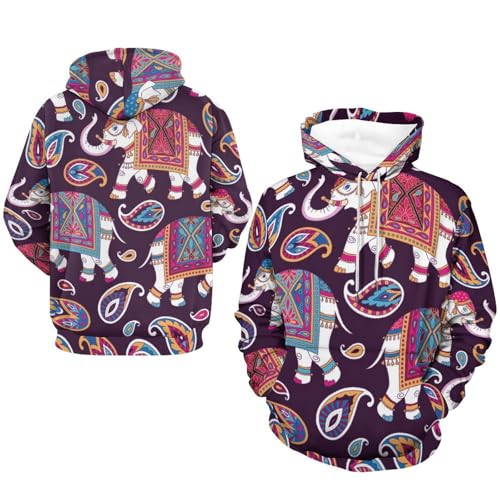 Sweats à capuche manche longue pull mandala éléphant taille S unisexe - 7
