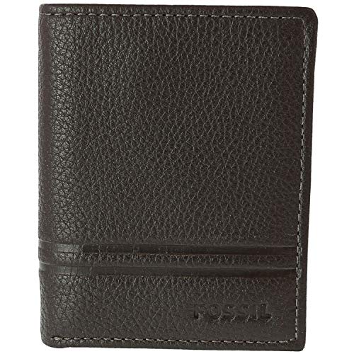 Fossil Men's Wilder Leather Trifold with Id Window Wallet, Dark Brown