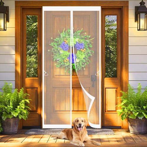 Zanzariera Magnetica 80 x 189 cm Zanzariera Magnetica per Porte Anti Zanzare Mosche Insetti Chiude da Sola Porta Finestra, Bianco