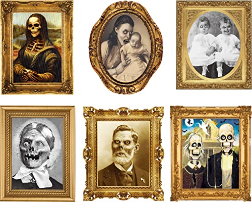 6 Pack 3D Changing Face Moving Picture Halloween Decoration Portrait for Horror Party