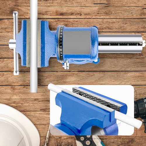 Image of 6-Inch Heavy Duty Bench Vise Ductile Iron Bench Vise 360 Multi-Purpose Bench Vice with Anvil, Clamp force 9900lbs, Blue Swivel Vise